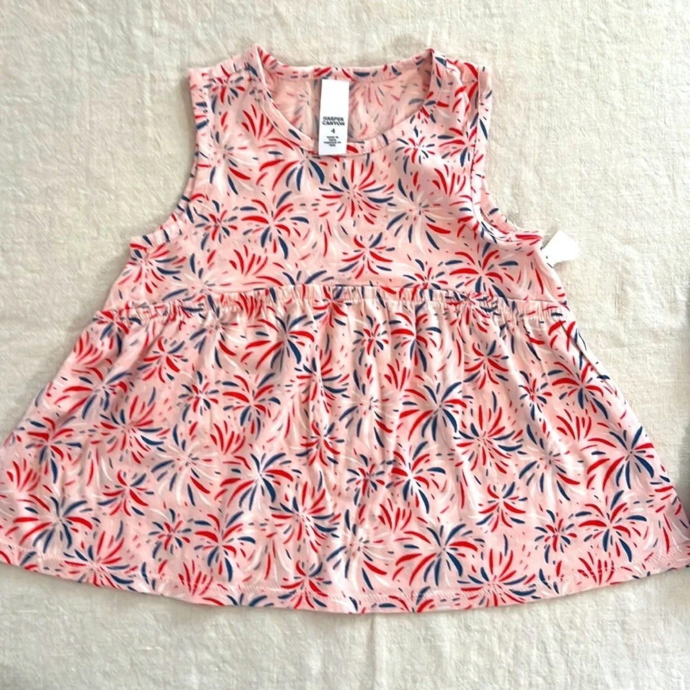 Harper Canyon NWT firework peplum tank new! Bundled with Habitual NWOT shorts 4t